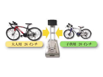 工具不要で子供用と大人用自転車を取り換え可能